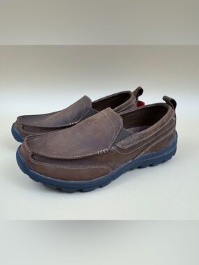 NEW Skechers Relaxed Fit Superior Gains Brown Leather Loafers 12 EXTRA WIDE